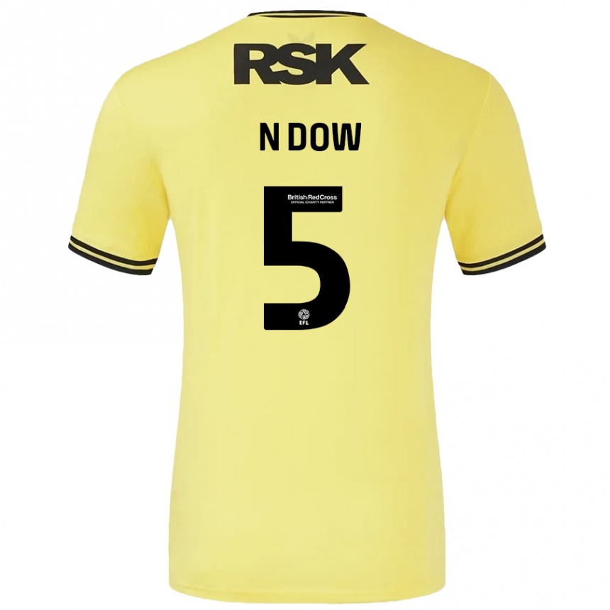 Kids Football Elisha N'dow #5 Yellow Black Away Jersey 2024/25 T-Shirt