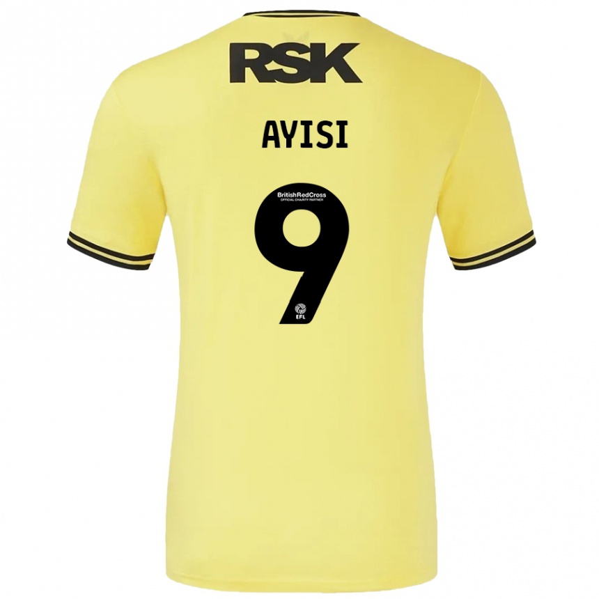 Kids Football Freda Ayisi #9 Yellow Black Away Jersey 2024/25 T-Shirt