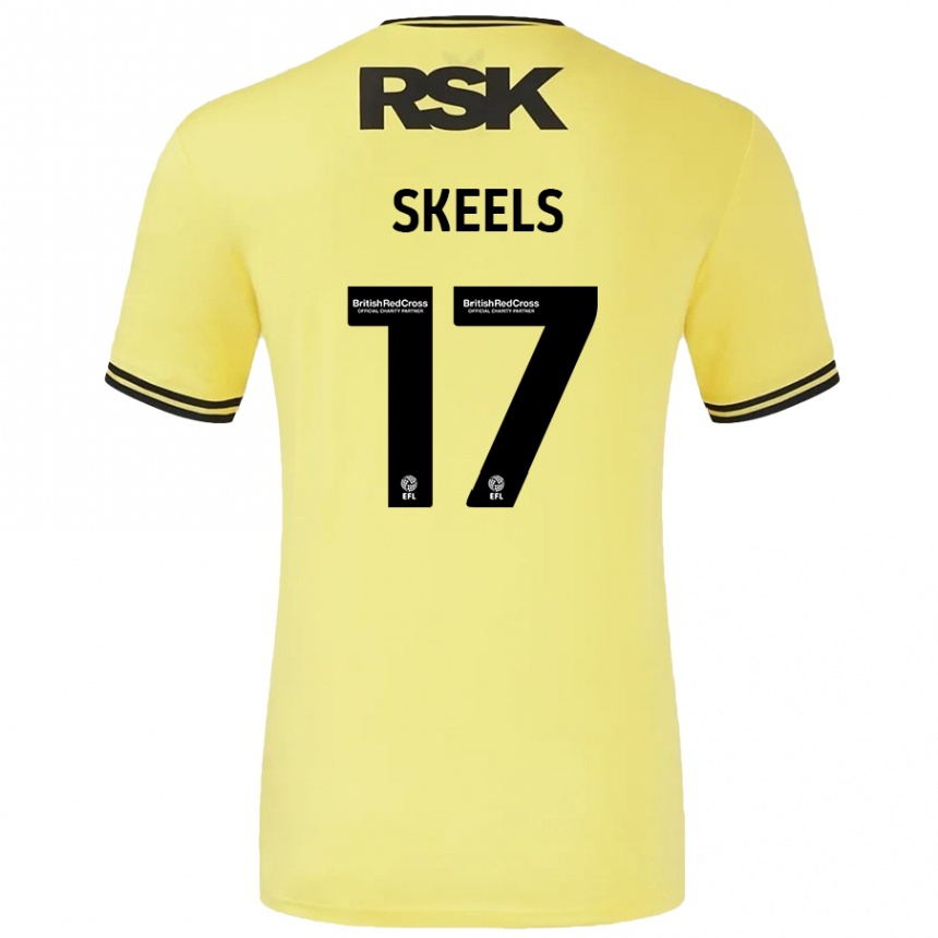 Kids Football Kiera Skeels #17 Yellow Black Away Jersey 2024/25 T-Shirt