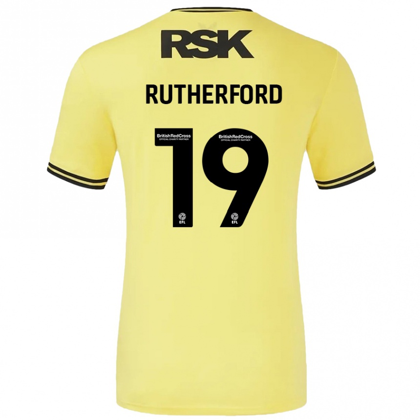 Kids Football Ella Rutherford #19 Yellow Black Away Jersey 2024/25 T-Shirt