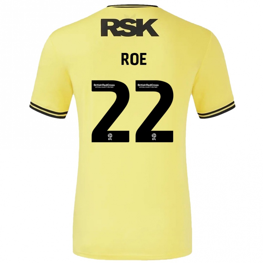 Kids Football Bethan Roe #22 Yellow Black Away Jersey 2024/25 T-Shirt