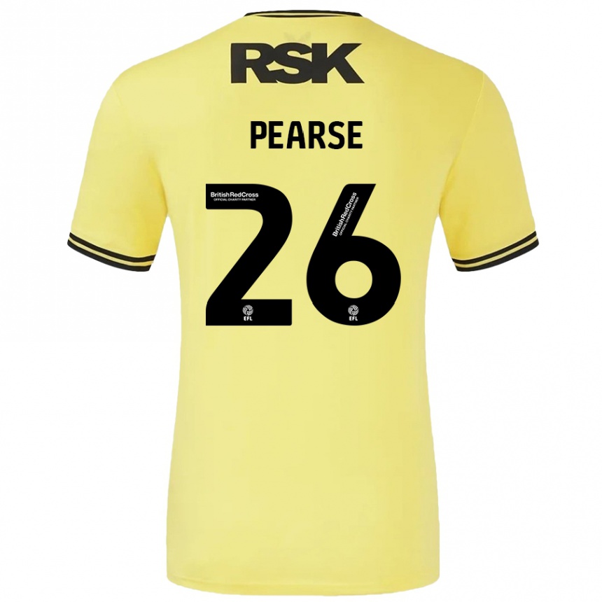 Kids Football Gracie Pearse #26 Yellow Black Away Jersey 2024/25 T-Shirt