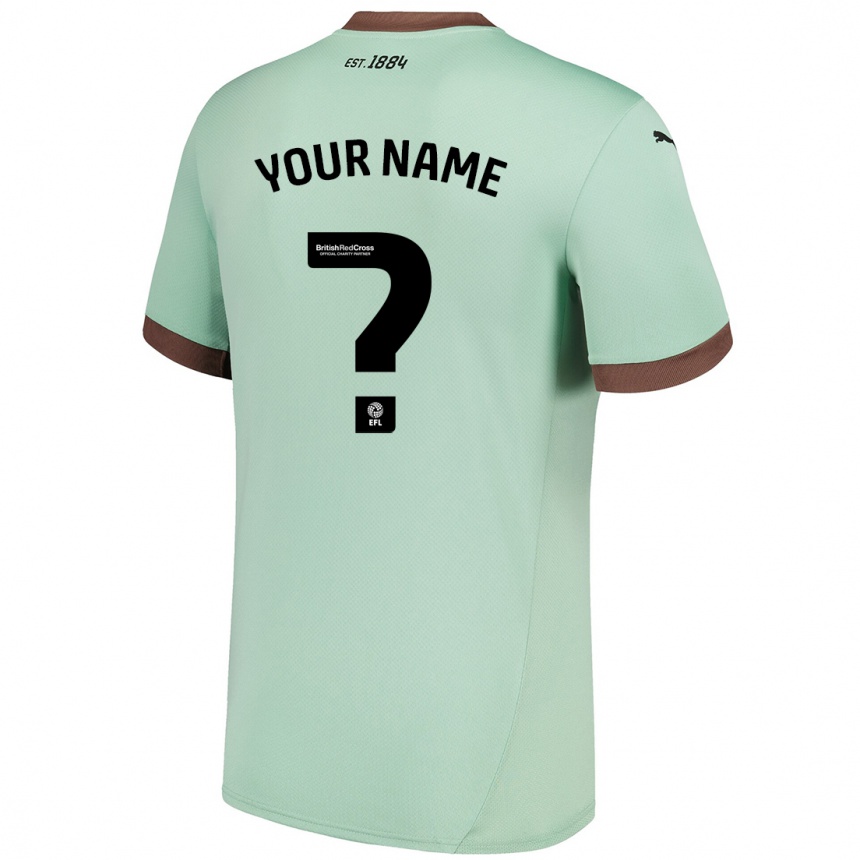 Kids Football Your Name #0 Pale Green Away Jersey 2024/25 T-Shirt