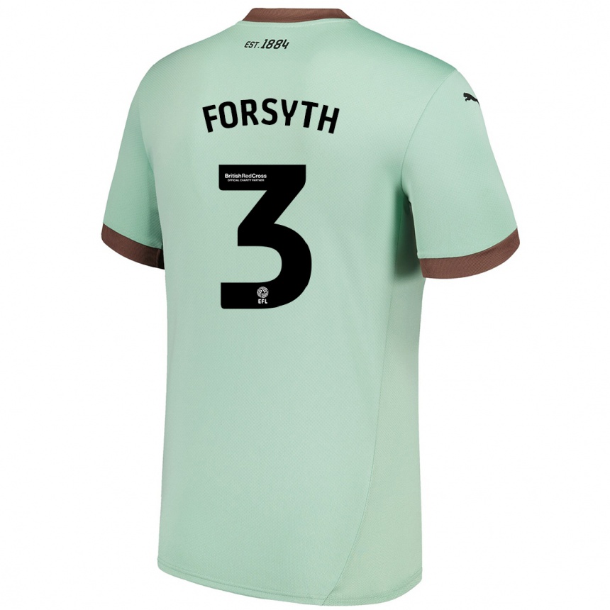 Kids Football Craig Forsyth #3 Pale Green Away Jersey 2024/25 T-Shirt