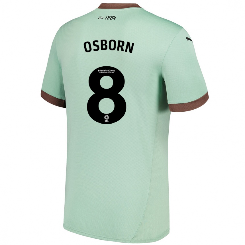 Kids Football Ben Osborn #8 Pale Green Away Jersey 2024/25 T-Shirt