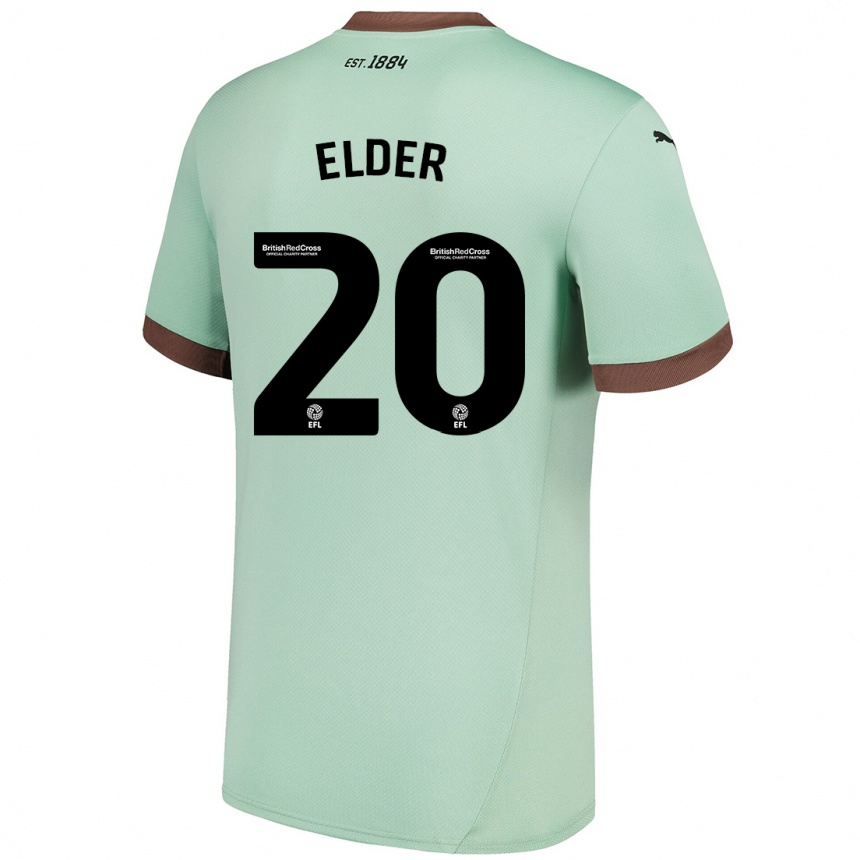 Kids Football Callum Elder #20 Pale Green Away Jersey 2024/25 T-Shirt