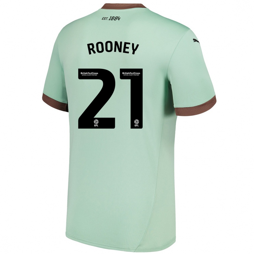 Kids Football Jake Rooney #21 Pale Green Away Jersey 2024/25 T-Shirt