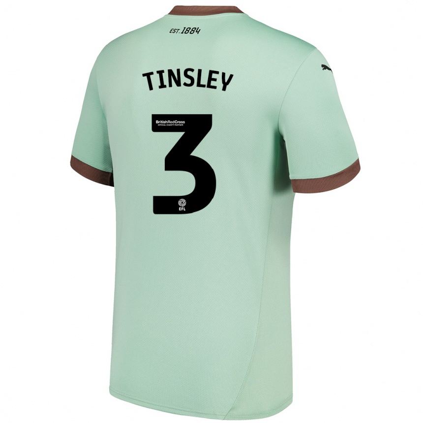 Kids Football Megan Tinsley #3 Pale Green Away Jersey 2024/25 T-Shirt