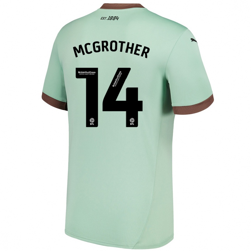 Kids Football Becky Mcgrother #14 Pale Green Away Jersey 2024/25 T-Shirt