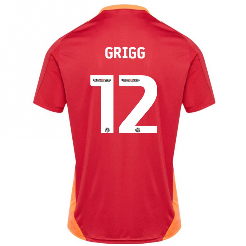 Kids Football Katie Grigg #12 Blue Off White Away Jersey 2024/25 T-Shirt