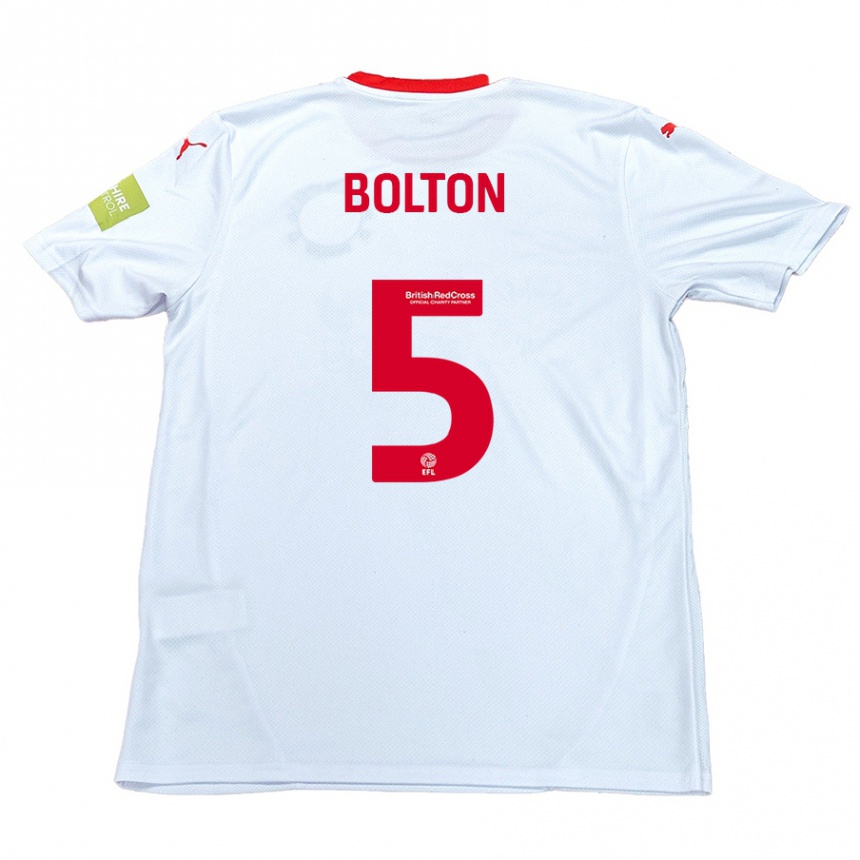 Kids Football James Bolton #5 White Away Jersey 2024/25 T-Shirt