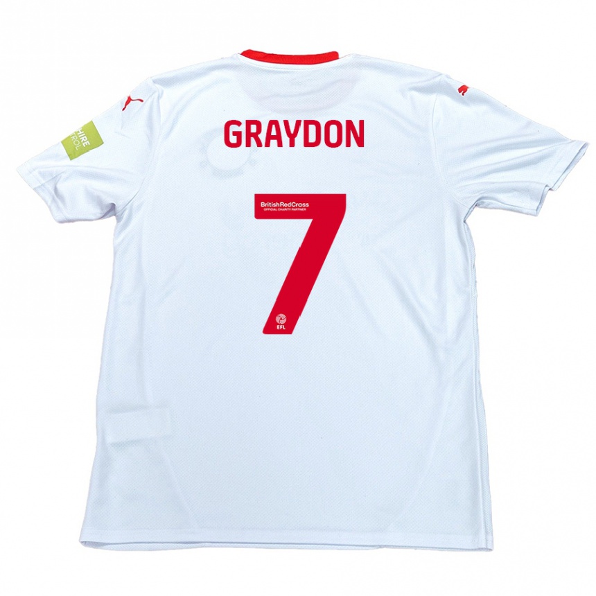 Kids Football Ryan Graydon #7 White Away Jersey 2024/25 T-Shirt