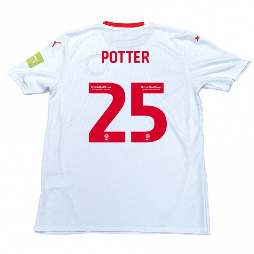 Kids Football Finley Potter #25 White Away Jersey 2024/25 T-Shirt