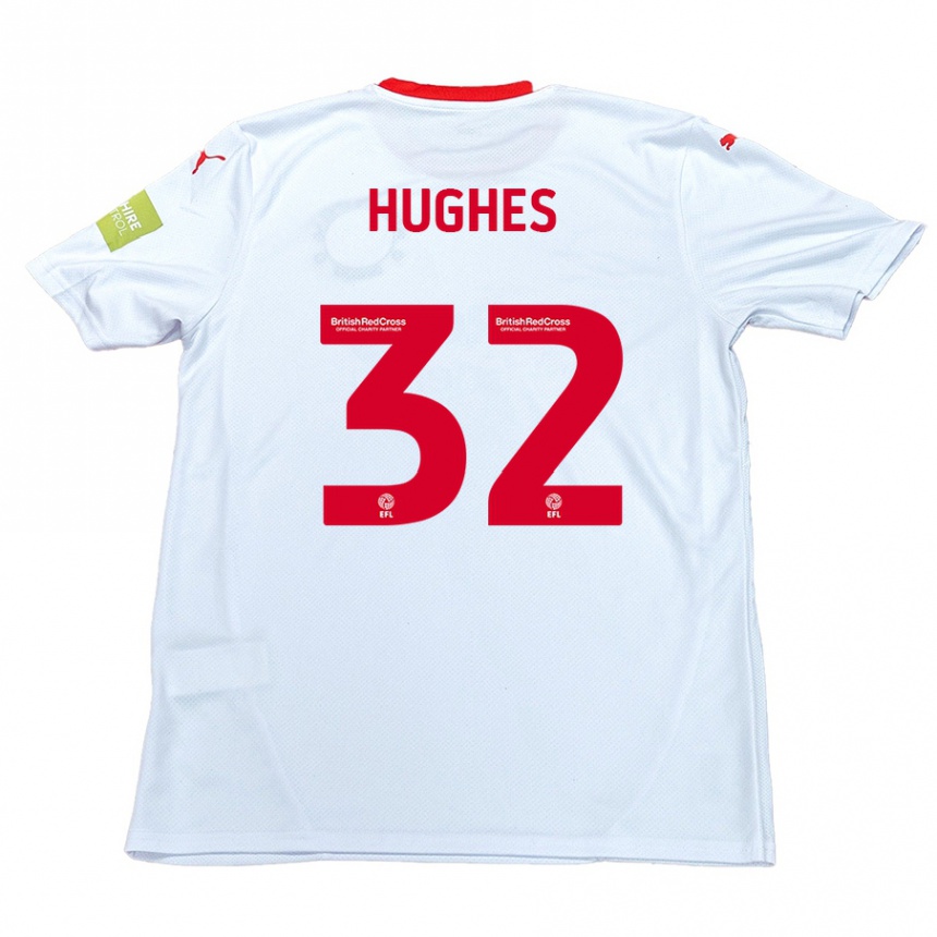 Kids Football Kayden Hughes #32 White Away Jersey 2024/25 T-Shirt