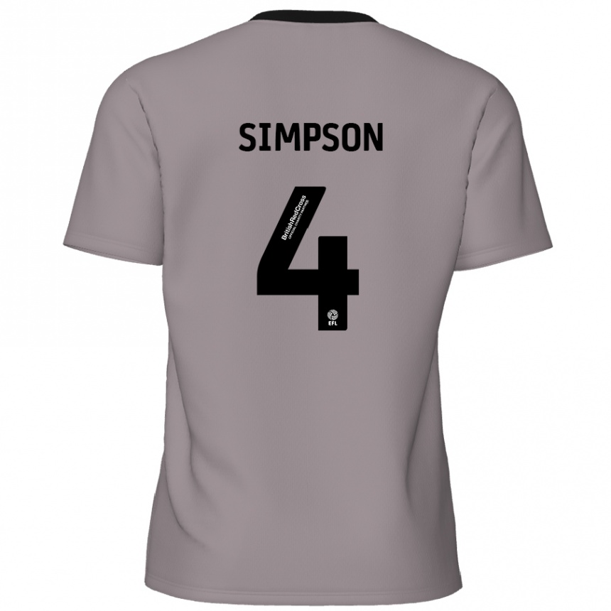 Kids Football Jack Simpson #4 Grey Away Jersey 2024/25 T-Shirt