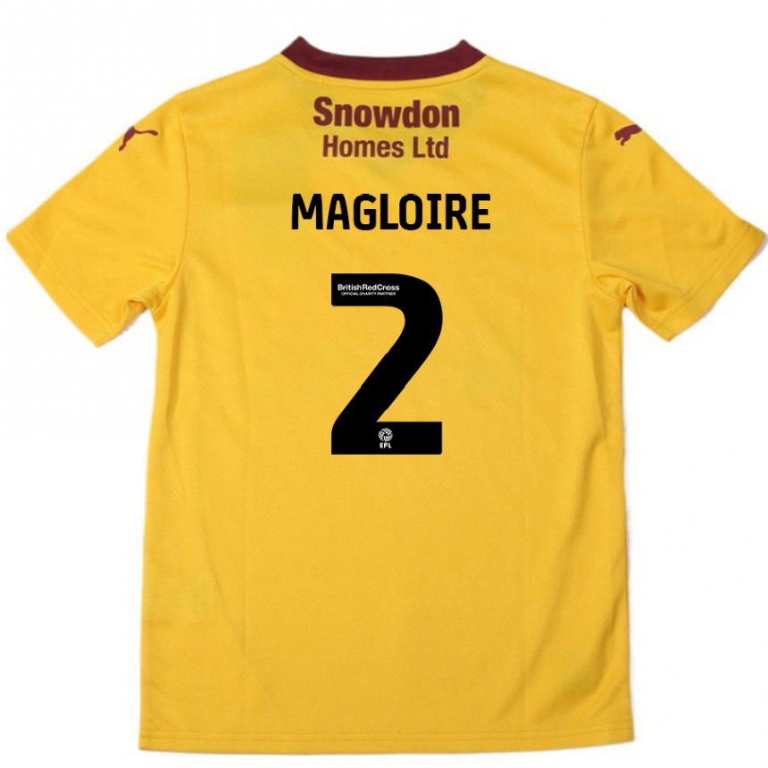 Kids Football Tyler Magloire #2 Orange  Burgundy Away Jersey 2024/25 T-Shirt