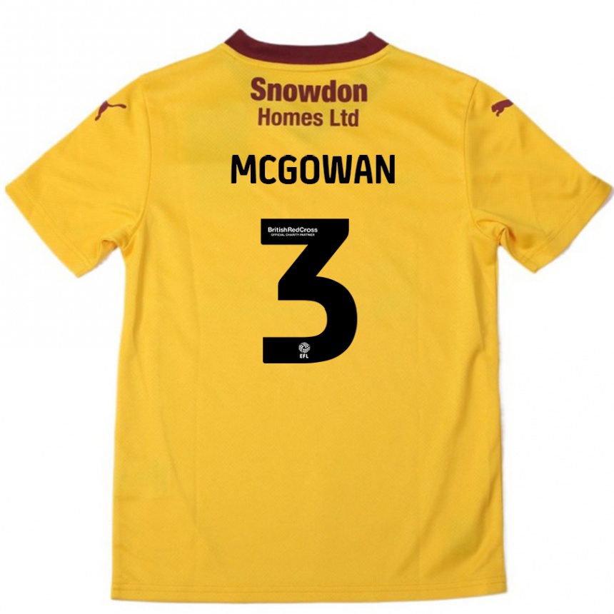 Kids Football Aaron Mcgowan #3 Orange  Burgundy Away Jersey 2024/25 T-Shirt