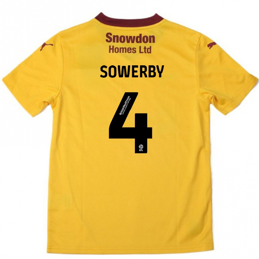 Kids Football Jack Sowerby #4 Orange  Burgundy Away Jersey 2024/25 T-Shirt