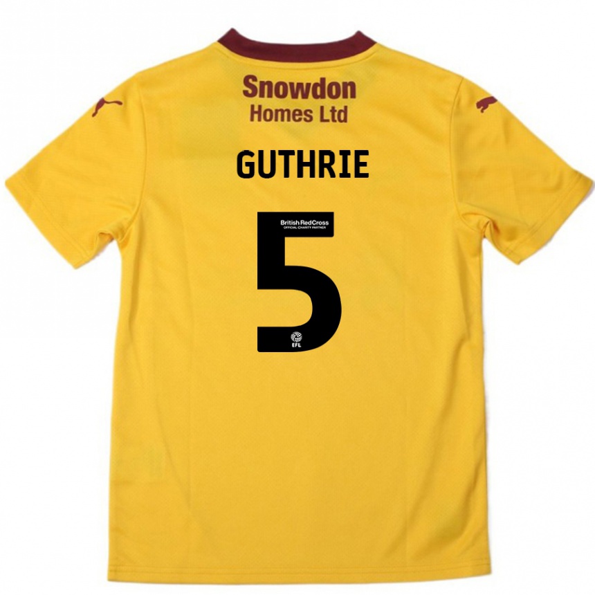 Kids Football Jon Guthrie #5 Orange  Burgundy Away Jersey 2024/25 T-Shirt