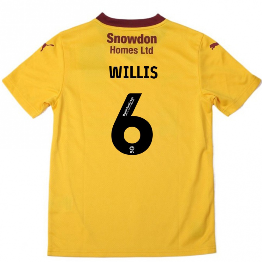 Kids Football Jordan Willis #6 Orange  Burgundy Away Jersey 2024/25 T-Shirt