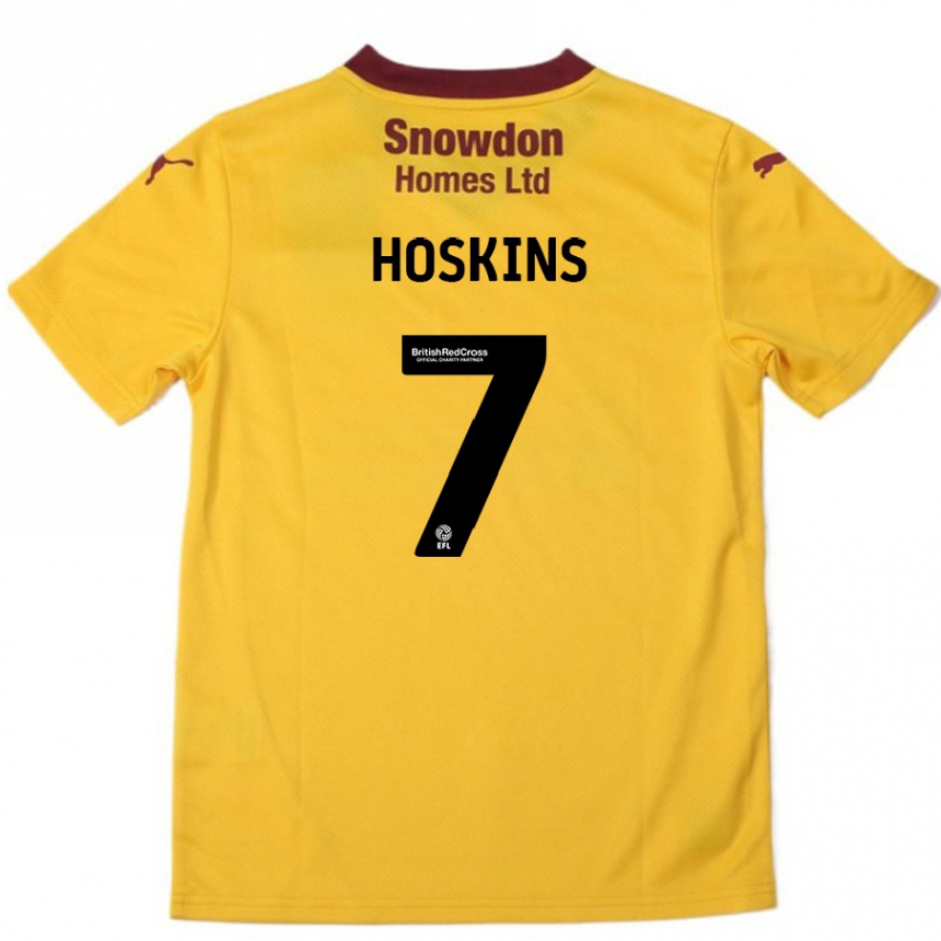 Kids Football Sam Hoskins #7 Orange  Burgundy Away Jersey 2024/25 T-Shirt