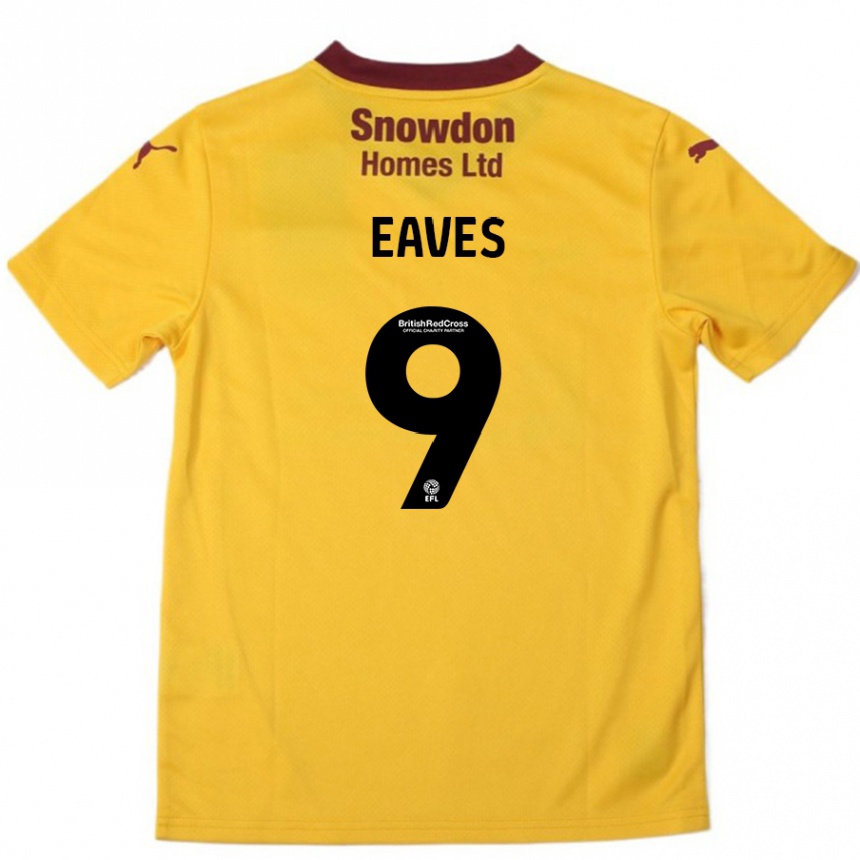 Kids Football Tom Eaves #9 Orange  Burgundy Away Jersey 2024/25 T-Shirt