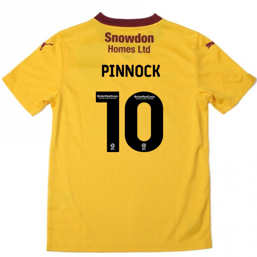 Kids Football Mitch Pinnock #10 Orange  Burgundy Away Jersey 2024/25 T-Shirt