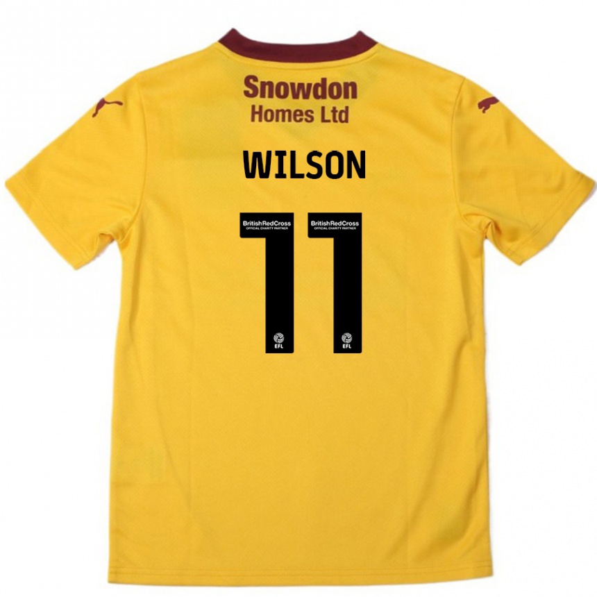 Kids Football James Wilson #11 Orange  Burgundy Away Jersey 2024/25 T-Shirt