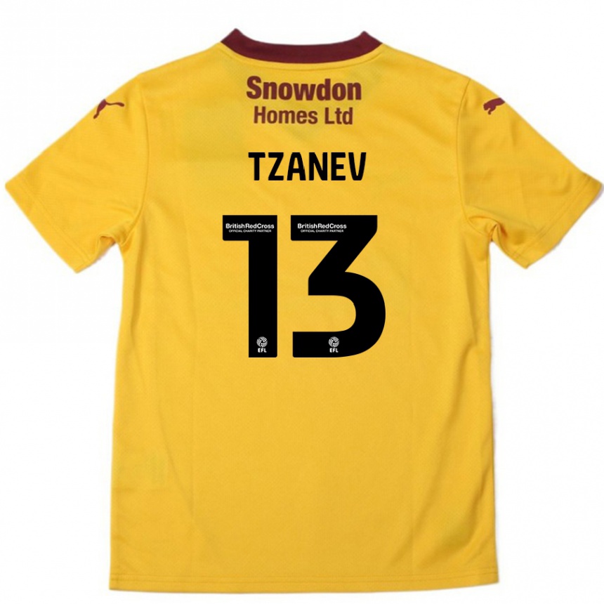 Kids Football Nik Tzanev #13 Orange  Burgundy Away Jersey 2024/25 T-Shirt