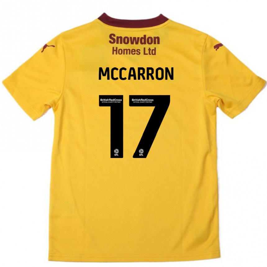 Kids Football Liam Mccarron #17 Orange  Burgundy Away Jersey 2024/25 T-Shirt