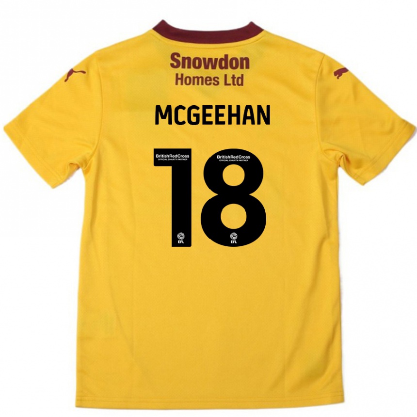 Kids Football Cameron Mcgeehan #18 Orange  Burgundy Away Jersey 2024/25 T-Shirt