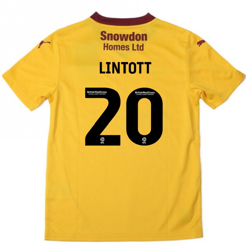 Kids Football Harvey Lintott #20 Orange  Burgundy Away Jersey 2024/25 T-Shirt