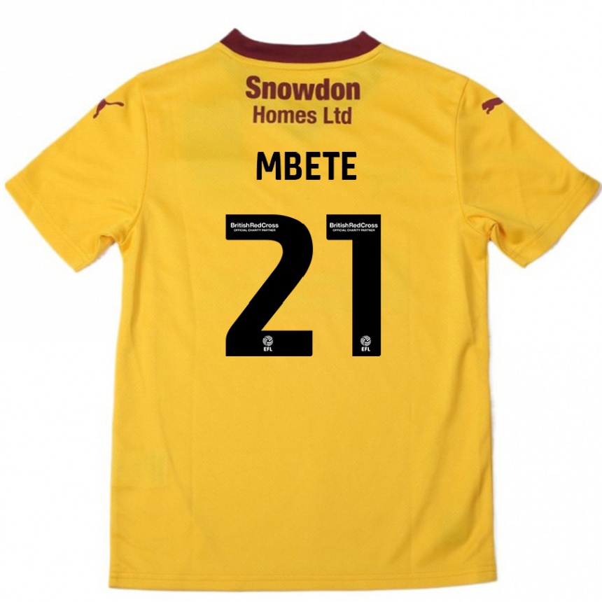 Kids Football Luke Mbete #21 Orange  Burgundy Away Jersey 2024/25 T-Shirt