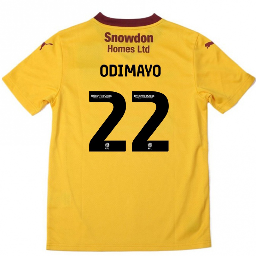 Kids Football Akin Odimayo #22 Orange  Burgundy Away Jersey 2024/25 T-Shirt