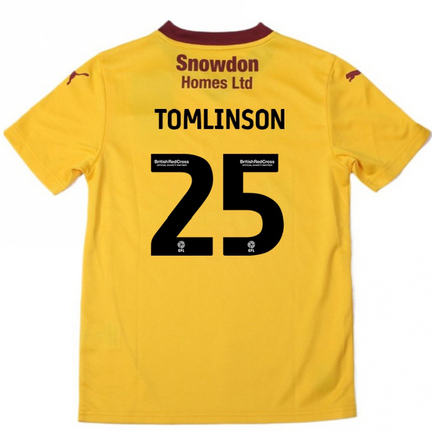 Kids Football Josh Tomlinson #25 Orange  Burgundy Away Jersey 2024/25 T-Shirt