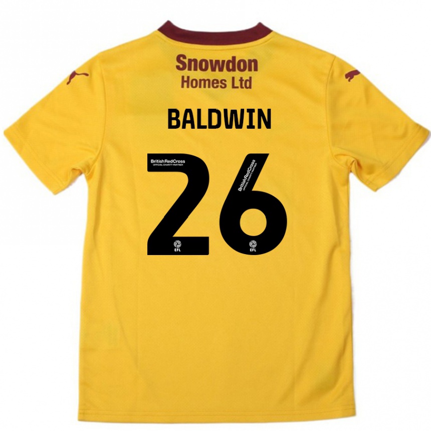 Kids Football Jack Baldwin #26 Orange  Burgundy Away Jersey 2024/25 T-Shirt