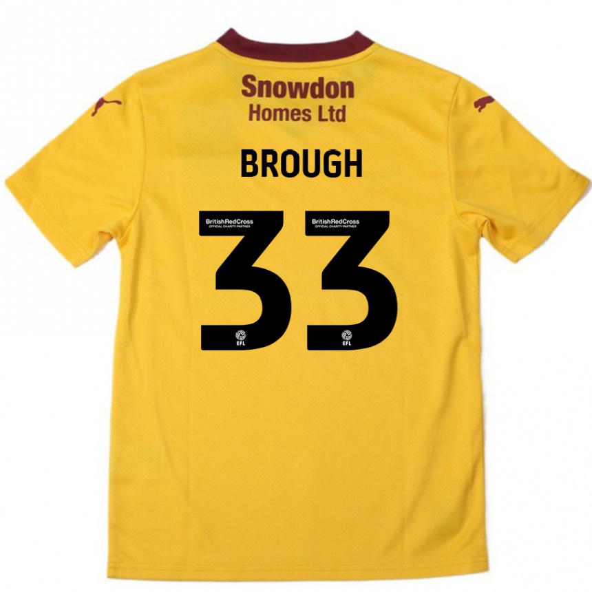 Kids Football Patrick Brough #33 Orange  Burgundy Away Jersey 2024/25 T-Shirt