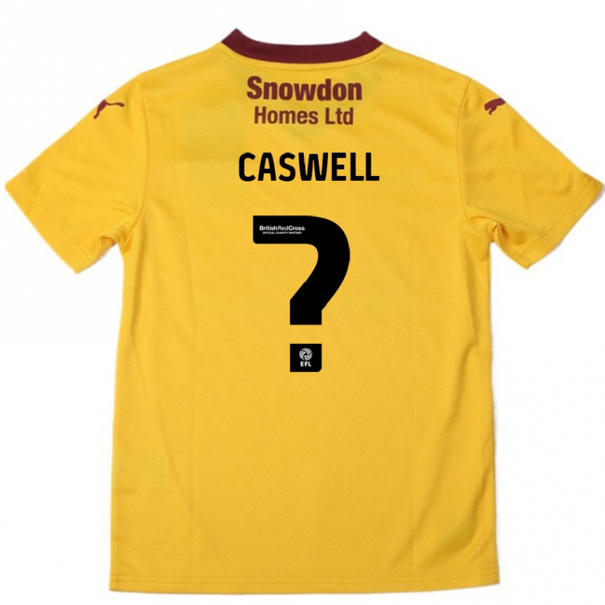 Kids Football Jordan Caswell #0 Orange  Burgundy Away Jersey 2024/25 T-Shirt