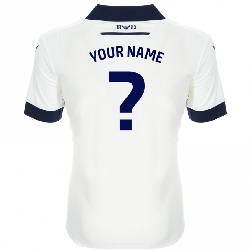 Kids Football Your Name #0 White Navy Blue Away Jersey 2024/25 T-Shirt