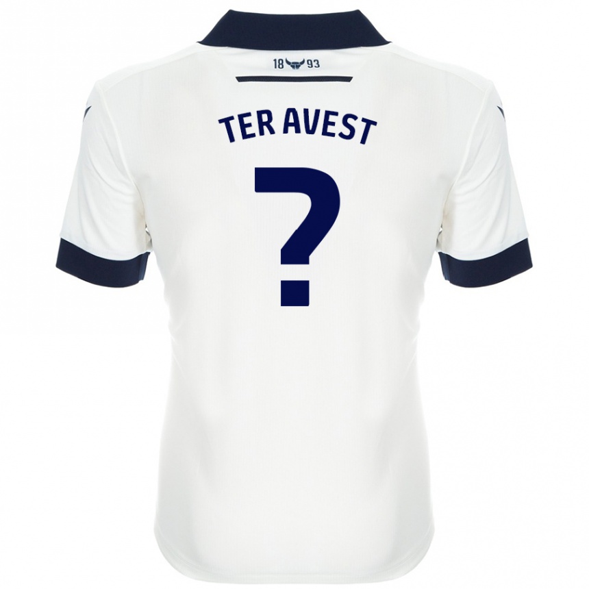 Kids Football Hidde Ter Avest #0 White Navy Blue Away Jersey 2024/25 T-Shirt