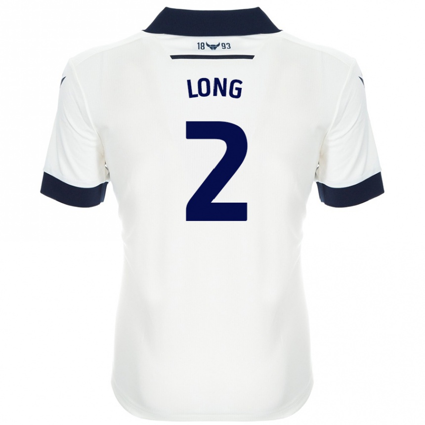 Kids Football Sam Long #2 White Navy Blue Away Jersey 2024/25 T-Shirt