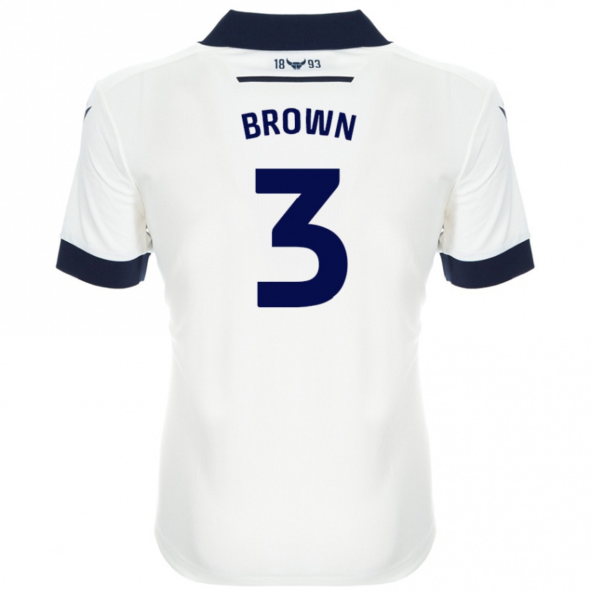 Kids Football Ciaron Brown #3 White Navy Blue Away Jersey 2024/25 T-Shirt