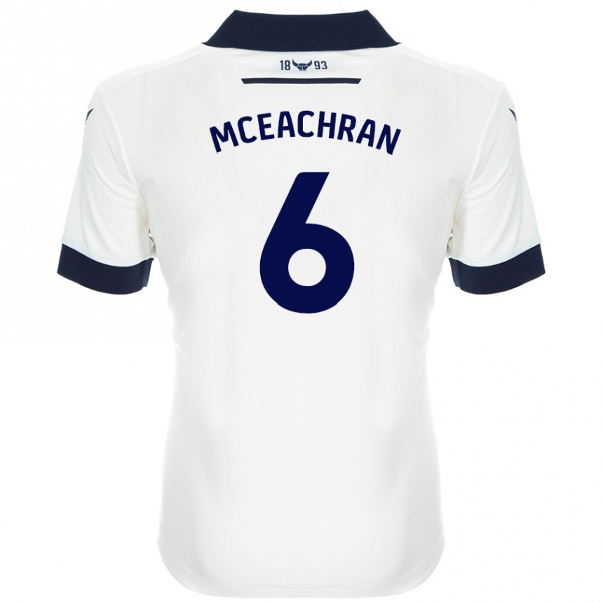 Kids Football Josh Mceachran #6 White Navy Blue Away Jersey 2024/25 T-Shirt