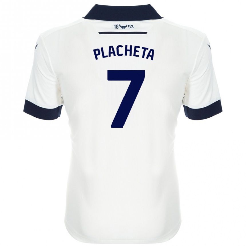 Kids Football Przemyslaw Placheta #7 White Navy Blue Away Jersey 2024/25 T-Shirt