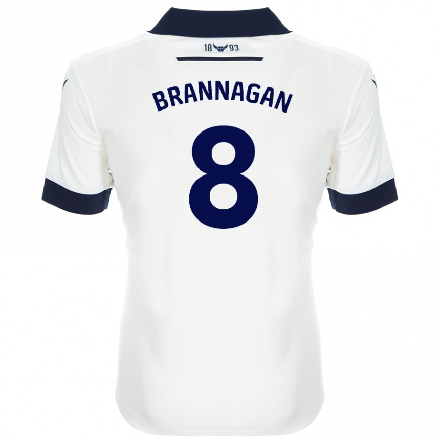 Kids Football Cameron Brannagan #8 White Navy Blue Away Jersey 2024/25 T-Shirt