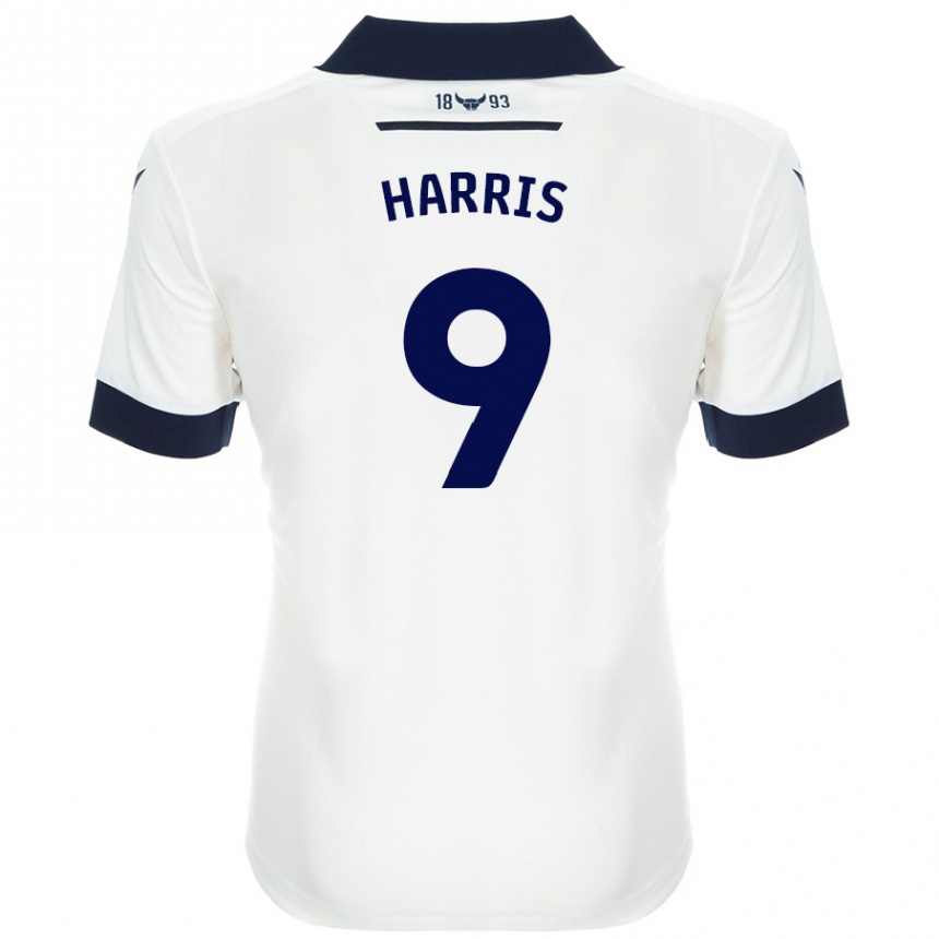 Kids Football Mark Harris #9 White Navy Blue Away Jersey 2024/25 T-Shirt