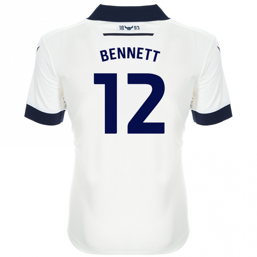 Kids Football Joe Bennett #12 White Navy Blue Away Jersey 2024/25 T-Shirt