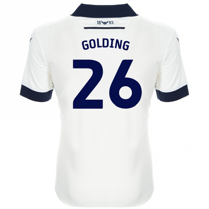 Kids Football James Golding #26 White Navy Blue Away Jersey 2024/25 T-Shirt