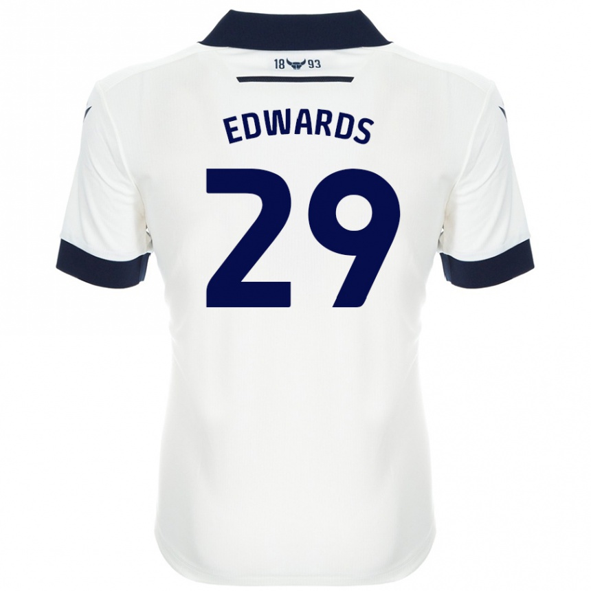 Kids Football Kyle Edwards #29 White Navy Blue Away Jersey 2024/25 T-Shirt