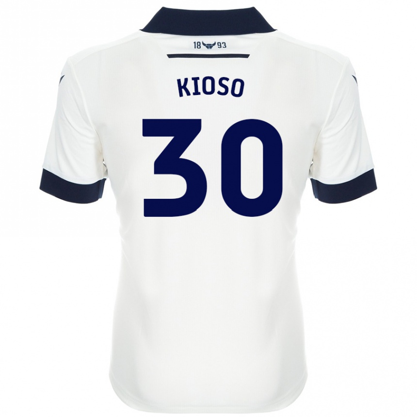 Kids Football Peter Kioso #30 White Navy Blue Away Jersey 2024/25 T-Shirt